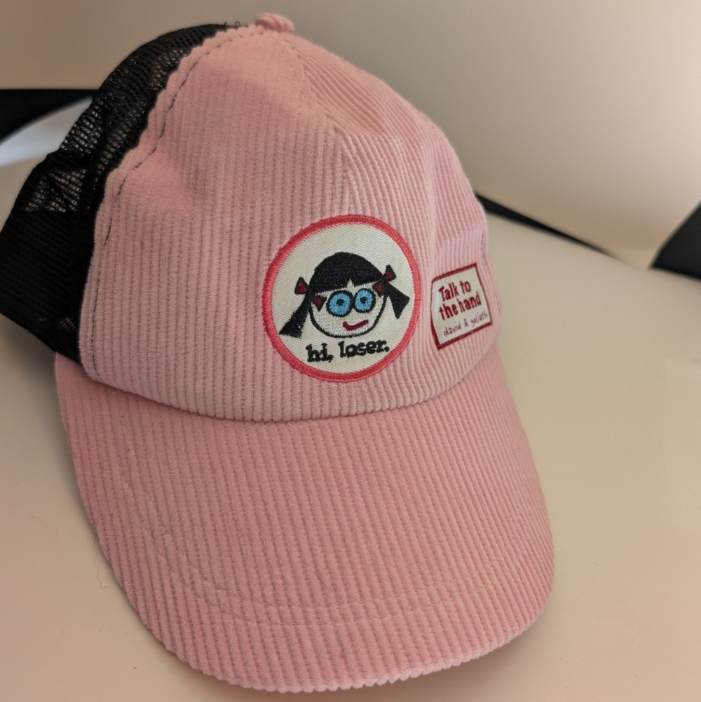 David & Goliath Pink Corduroy Cap with Embroidered Patch One Size EUC